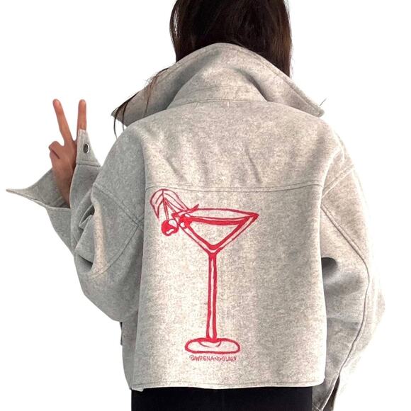 Wren and Glory Martini Club Tailored Jacket Hand Painted - Picture 1 of 10